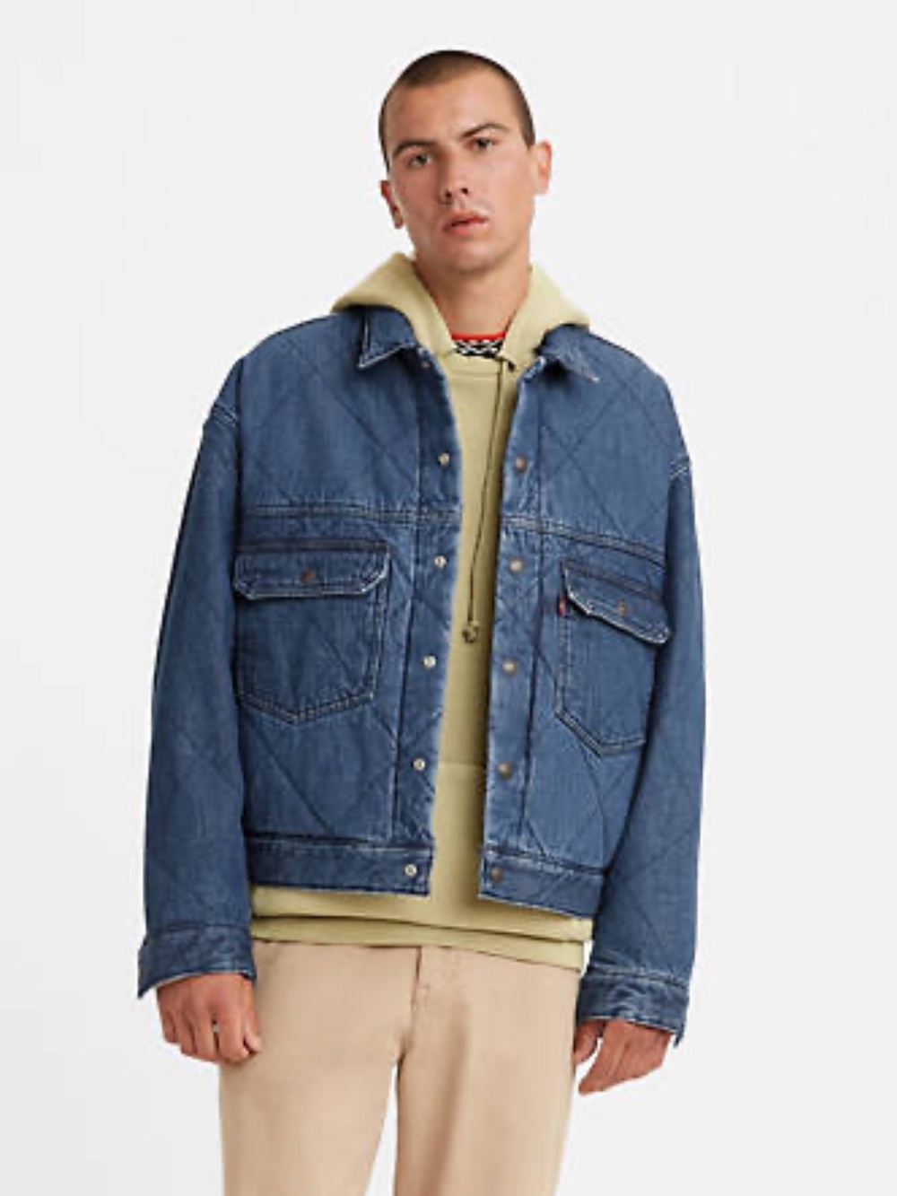 Levi’s stay loose quilted denim type II trucker jacket mens medium